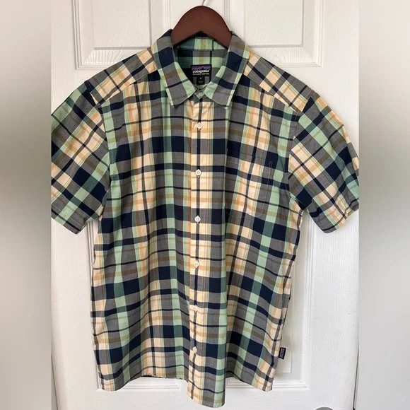 Mens Patagonia Short Sleeve Plaid Button Up Cotton Blend Shirt - Picture 7 of 10